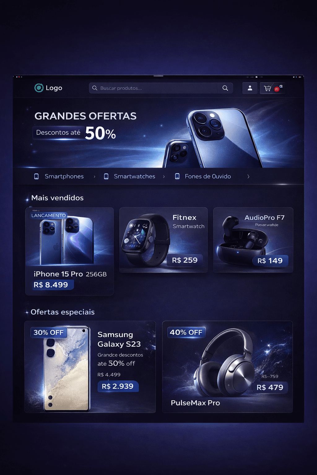 Exemplo visual de interface depois da evolução